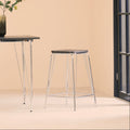 Orsina District Square Bar Stool – Chrome Metal and Elm Wood Seat