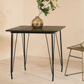 Orsina District Elm Wood and Black Metal Dining Table – Modern Industrial