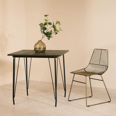 Orsina District Elm Wood and Black Metal Dining Table – Modern Industrial