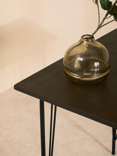 Orsina District Elm Wood and Black Metal Dining Table – Modern Industrial
