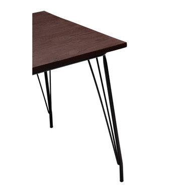 Orsina District Elm Wood and Black Metal Dining Table – Modern Industrial