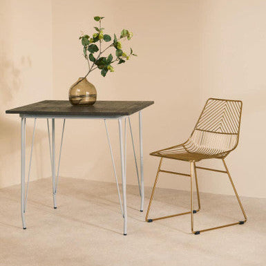 Orsina District Elm Wood Dining Table | Grey Metal Industrial Frame