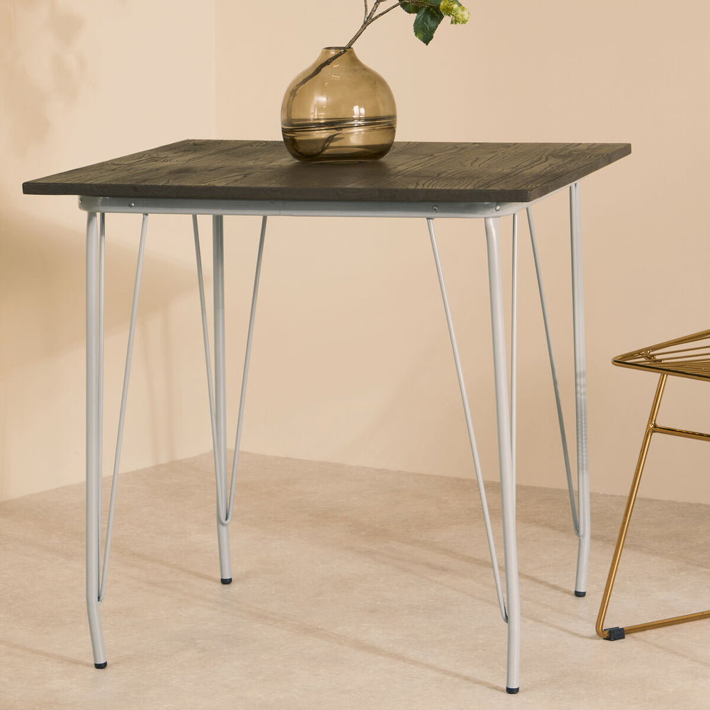 Orsina District Elm Wood Dining Table | Grey Metal Industrial Frame
