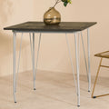 Orsina District Elm Wood Dining Table | Grey Metal Industrial Frame