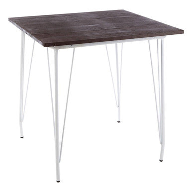 Orsina District Square Dining Table | Elm Wood Top & White Metal Legs