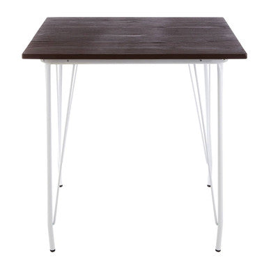 Orsina District Square Dining Table | Elm Wood Top & White Metal Legs