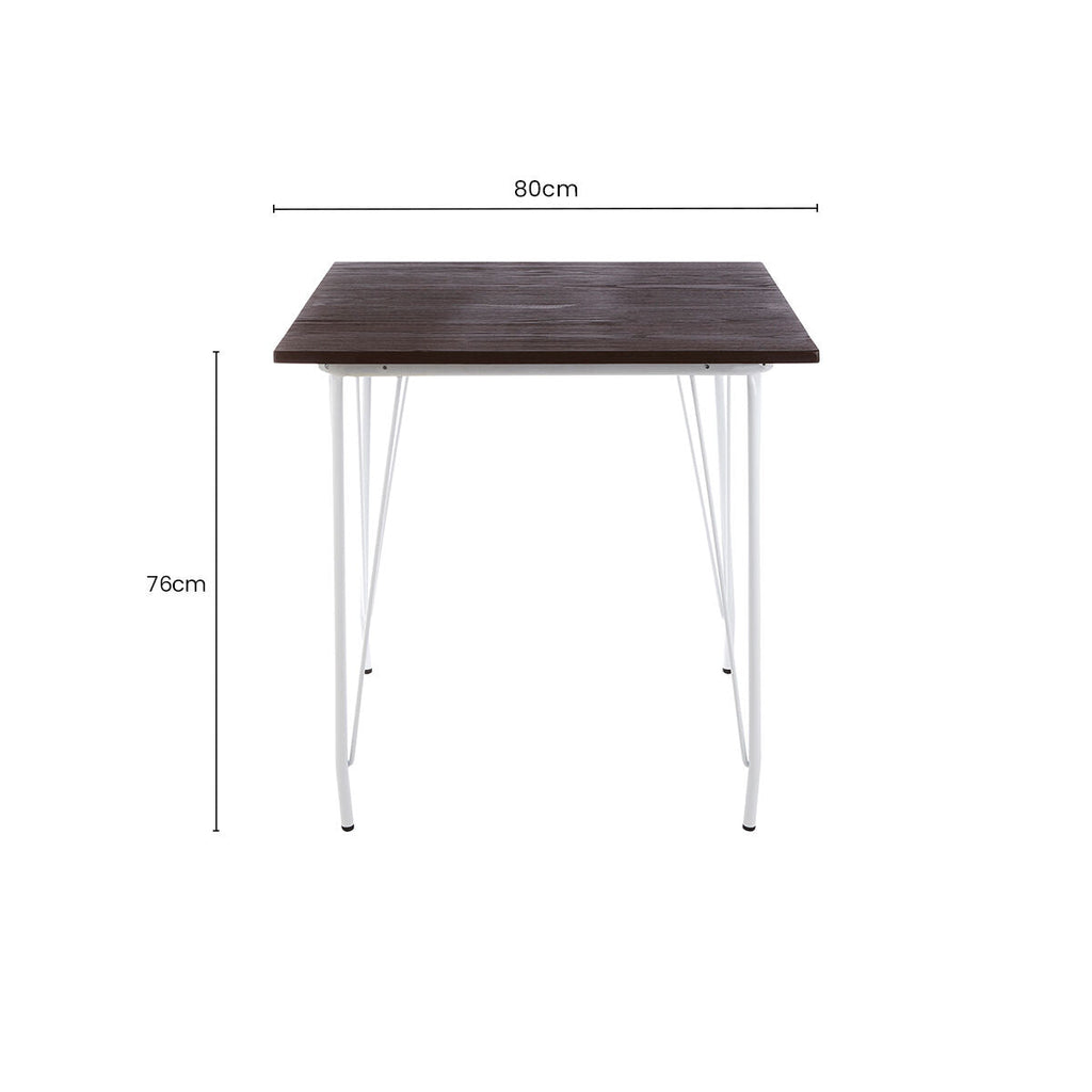 Orsina District Square Dining Table | Elm Wood Top & White Metal Legs