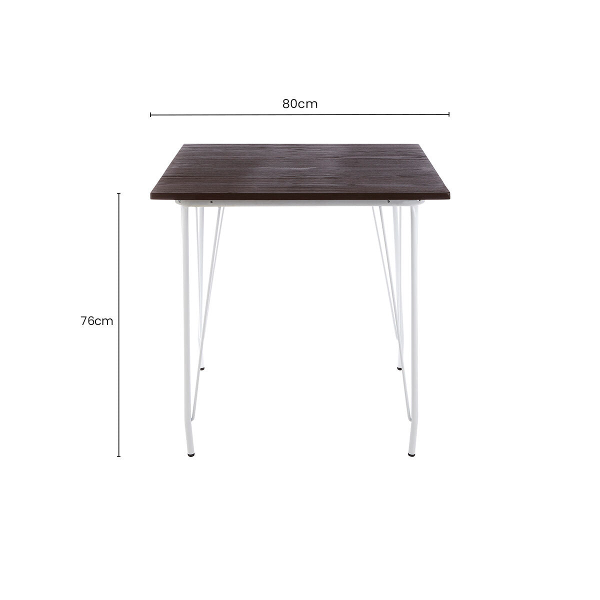 Orsina District Square Dining Table | Elm Wood Top & White Metal Legs