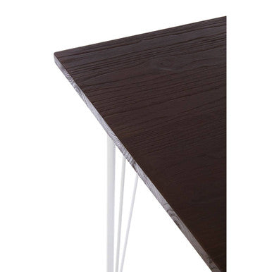 Orsina District Square Dining Table | Elm Wood Top & White Metal Legs
