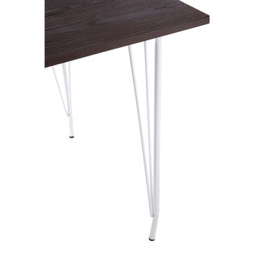 Orsina District Square Dining Table | Elm Wood Top & White Metal Legs