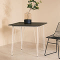 Orsina District Square Dining Table | Elm Wood Top & White Metal Legs