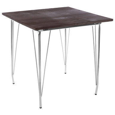 Orsina District Elm Wood Dining Table with Polished Chrome Legs