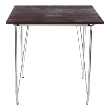 Orsina District Elm Wood Dining Table with Polished Chrome Legs