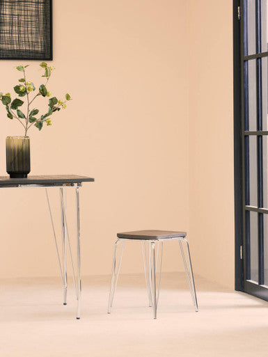 Orsina District Elm Wood Dining Table with Polished Chrome Legs