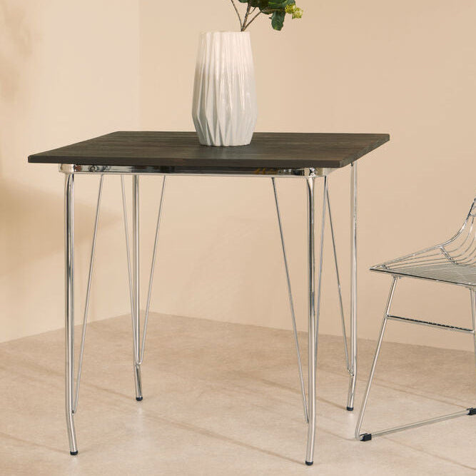 Orsina District Elm Wood Dining Table with Polished Chrome Legs