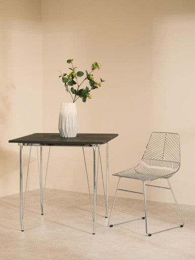Orsina District Elm Wood Dining Table with Polished Chrome Legs