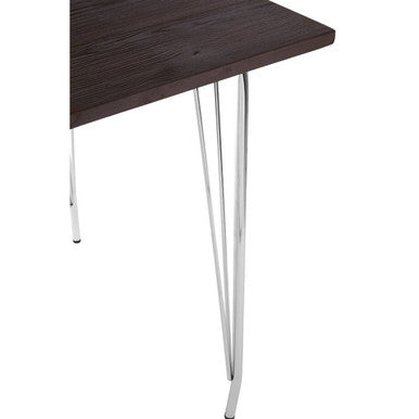 Orsina District Elm Wood Dining Table with Polished Chrome Legs