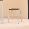 Orsina District Small Wood Stool – Grey Metal and Elm Industrial Seat