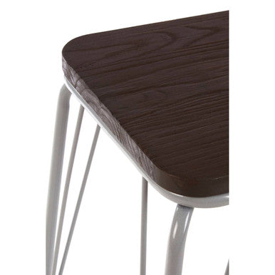 Orsina District Small Wood Stool – Grey Metal and Elm Industrial Seat