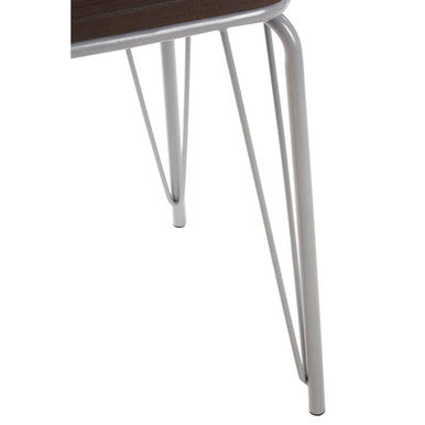 Orsina District Small Wood Stool – Grey Metal and Elm Industrial Seat