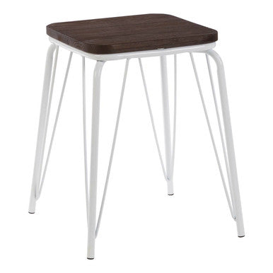 Orsina District White Metal and Elm Wood Stool – Modern Kitchen Seating