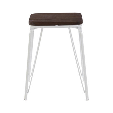 Orsina District White Metal and Elm Wood Stool – Modern Kitchen Seating