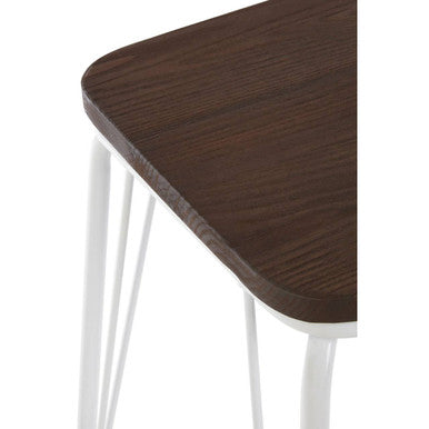 Orsina District White Metal and Elm Wood Stool – Modern Kitchen Seating