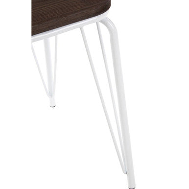 Orsina District White Metal and Elm Wood Stool – Modern Kitchen Seating