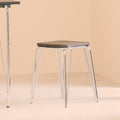 Orsina District Industrial Elm Wood and Chrome Metal Small Stool
