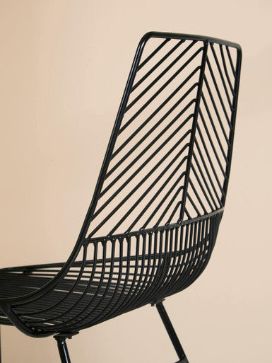 Orsina District Small Black Metal Wire Chair – Industrial Modern Seating