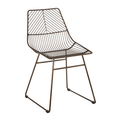 Orsina District Bronze Metal Wire Dining Chair with Tapered Legs