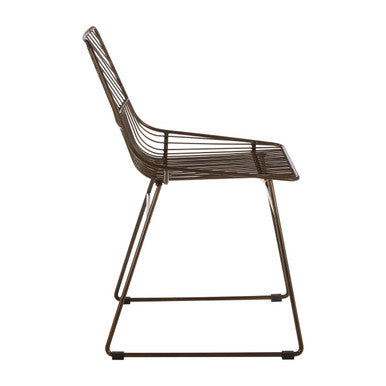 Orsina District Bronze Metal Wire Dining Chair with Tapered Legs