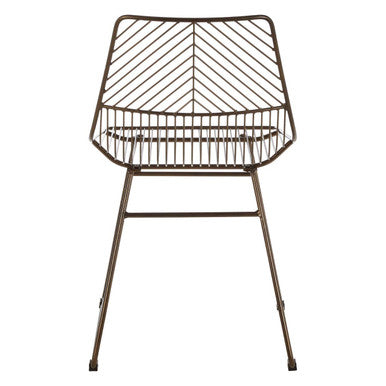 Orsina District Bronze Metal Wire Dining Chair with Tapered Legs