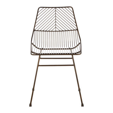 Orsina District Bronze Metal Wire Dining Chair with Tapered Legs