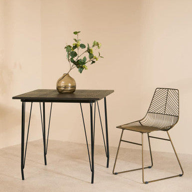 Orsina District Bronze Metal Wire Dining Chair with Tapered Legs