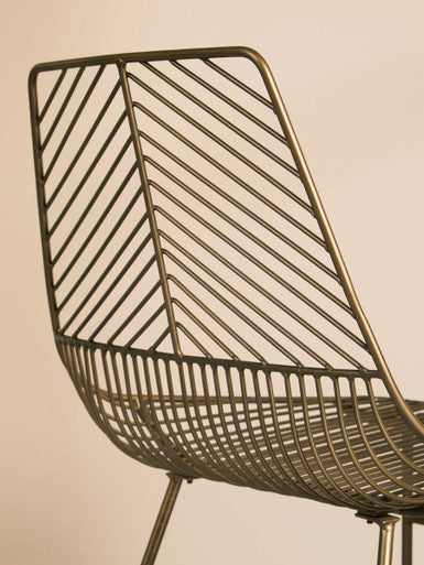 Orsina District Bronze Metal Wire Dining Chair with Tapered Legs