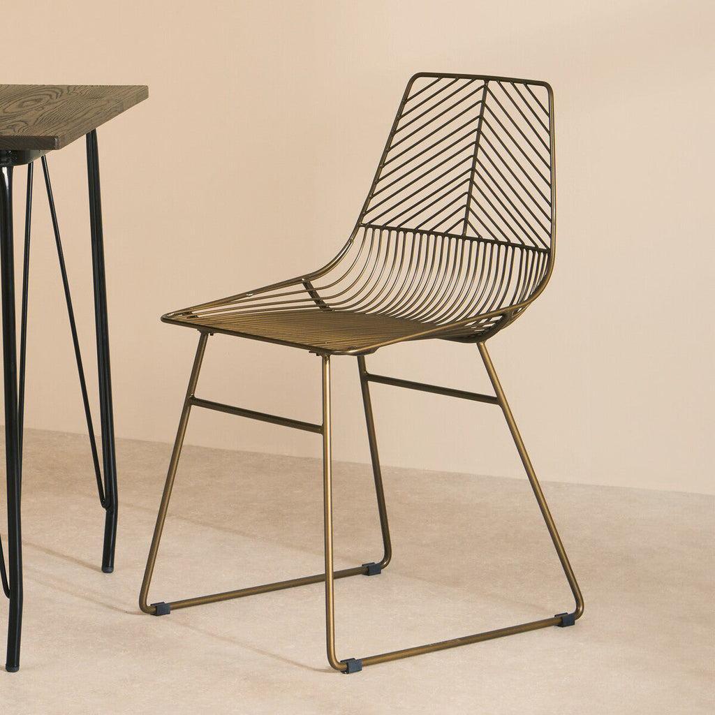 Orsina District Bronze Metal Wire Dining Chair with Tapered Legs