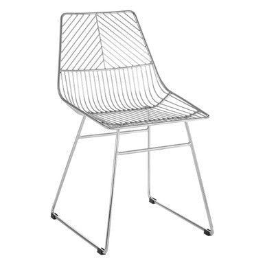 Orsina District Chrome Wire Dining Chair | Modern Tapered Metal Legs
