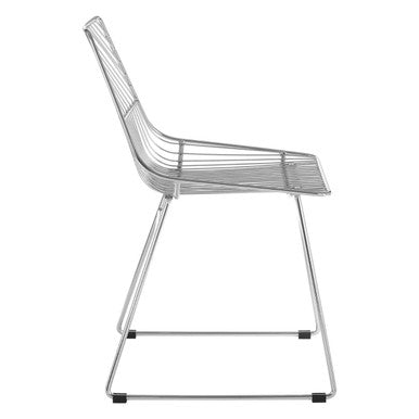 Orsina District Chrome Wire Dining Chair | Modern Tapered Metal Legs