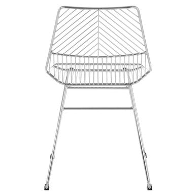 Orsina District Chrome Wire Dining Chair | Modern Tapered Metal Legs
