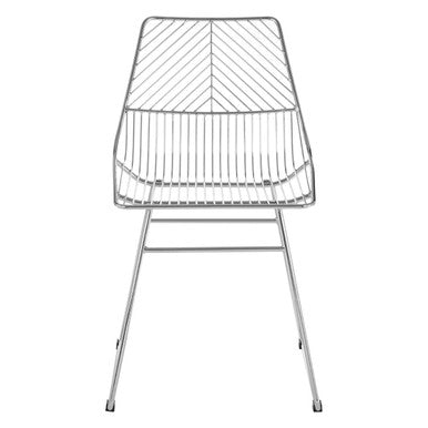 Orsina District Chrome Wire Dining Chair | Modern Tapered Metal Legs