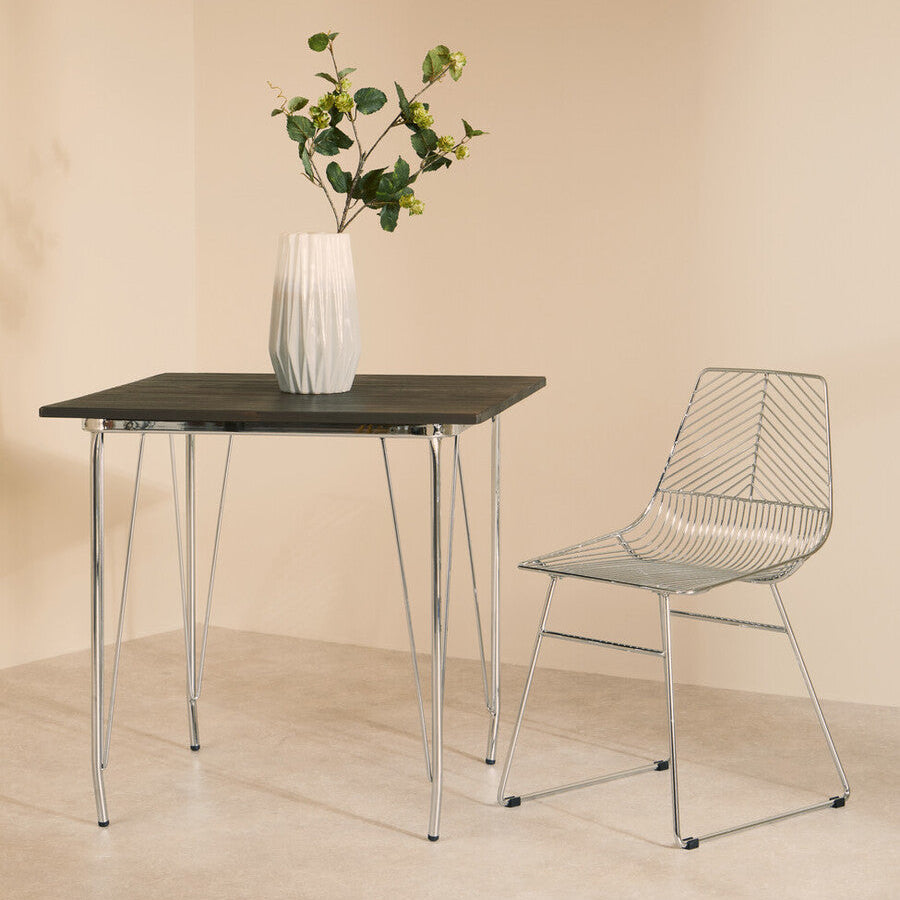 Orsina District Chrome Wire Dining Chair | Modern Tapered Metal Legs