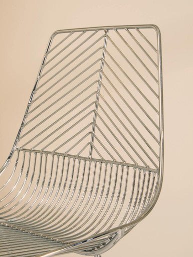 Orsina District Chrome Wire Dining Chair | Modern Tapered Metal Legs