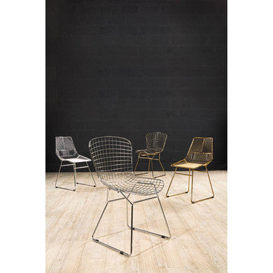 Orsina District Chrome Wire Dining Chair | Modern Tapered Metal Legs