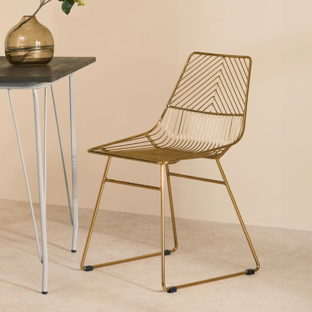 Orsina District Gold Wire Chair – Modern Metal Sculptural Seating