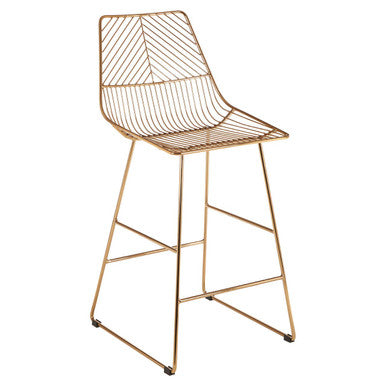 Orsina District Gold Metal Wire Bar Chair – Modern Tapered Stool