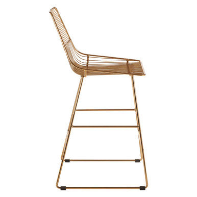 Orsina District Gold Metal Wire Bar Chair – Modern Tapered Stool