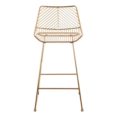 Orsina District Gold Metal Wire Bar Chair – Modern Tapered Stool