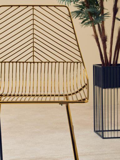 Orsina District Gold Metal Wire Bar Chair – Modern Tapered Stool