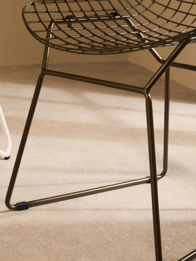 Orsina District Bronze Metal Wire Grid Dining Chair – Industrial Style